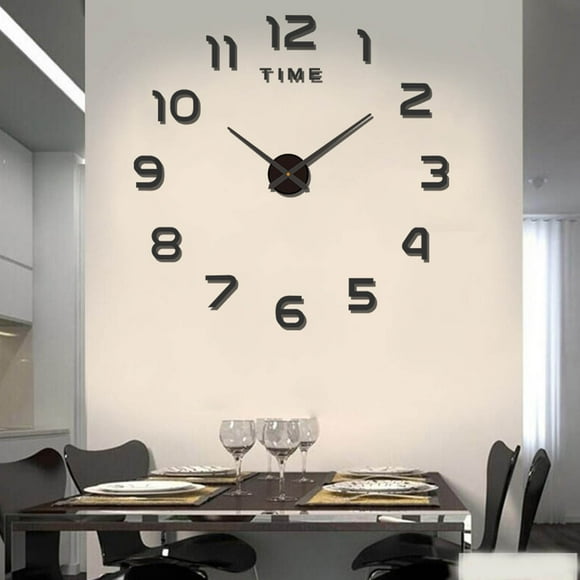 Sentmoon Autocollants de Fenêtre Autocollants de Fenêtre Sans Cadre Grande Bricolage Horloge Murale Silencieuse Horloge Murale Miroir Sans Cadre pour Salon Bureau à Domicile Autocollants de Décoration 60CM