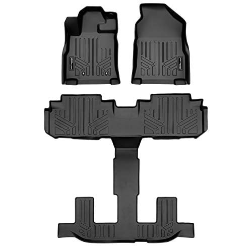 MAXLINER Tapis de Sol sur Mesure Ensemble de Doublure 3 Rangées Noir Compatible avec Subaru Ascent 2019-2022 avec Sièges Baquets 2ème Rangée