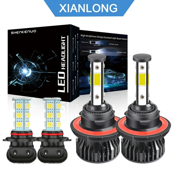 LED Headlights 9008 H13 9145 For Jeep Liberty 2008-2012 High/Low Beam and Fog Light Bulbs Combo,Plug and Play, Pack of 4