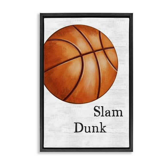 Stupell Industries Slam Dunk Basketball Sports Painting Black Floater Framed Canvas Art Print Wall Art, 17 x 25