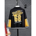 thumbnail image 4 of Mikrdoo Big Boys Kid Boys Coat Color Patchwork Letter Graphics Long Sleeve Preppy Style Baseball Jacket 9-10 Years, 4 of 9