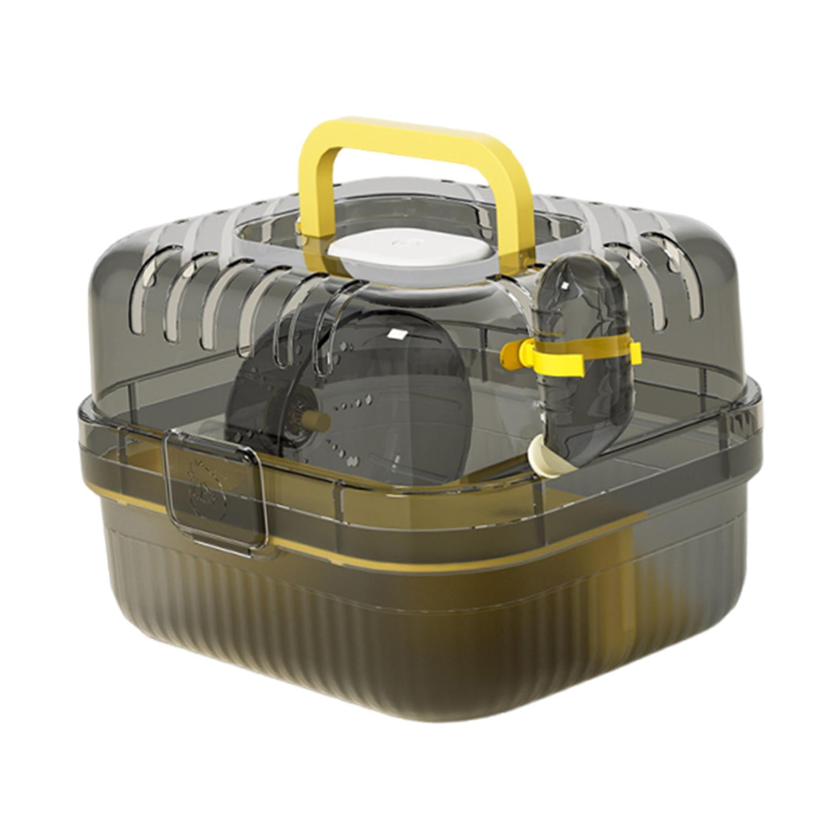 oshhni Hamster Cage with Water Bottle Breathable Carry Case for Rabbits Gerbils Rats yellow