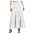 thumbnail image 4 of Wuxian Youth Girls Skirts Bohemian Solid Color High Waist Casual Ruffled Tiered Flowy Breathable Loose Fit Tunic Long Skirt Summer Comfortable A-Line Vacation Beach Dailywear,White,12-13 Years, 4 of 7