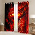 thumbnail image 2 of Manfei Fantasy Dragon Animals Kitchen Curtains,Gothic Wildlife Black Out Curtains Pack of 2 (42x63 Each),Red, 2 of 6