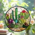 thumbnail image 2 of Stained Glass Window Hanging, White Green Cactus Suncatcher Diamond Glass Panel Hangings Sun Catchers Decor for Birthday for Women, Men, Wife, Aunt, and Mom, Stained Glass, 2 of 6