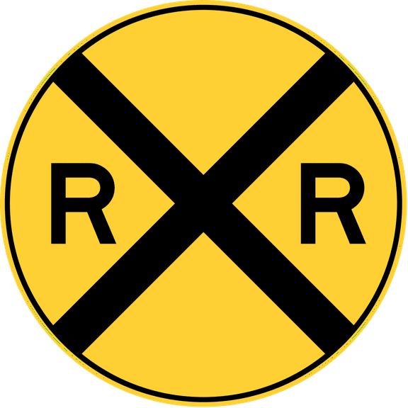 Vinyl Stickers - Railroad Crossing Ahead - Safety and Warning Warehouse Signs Stickers - 3.5" x 5" - 3 Pack
