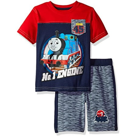 Thomas & Friends Toddler Boys' 2 Piece Thomas Tee and Space Dye Short Set, Red,