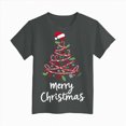 thumbnail image 4 of sdbrld Girls Christmas Shirts for Kids Cute Graphic Short Sleeve Holiday Tee Tops Grey Sizes 3-4 Years, 4 of 6