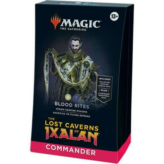 MtG Lost Caverns of Ixalan Blood Rites Commander Deck (100 Card Deck, 2-Card Collector Booster Sample Pack & Accessories)
