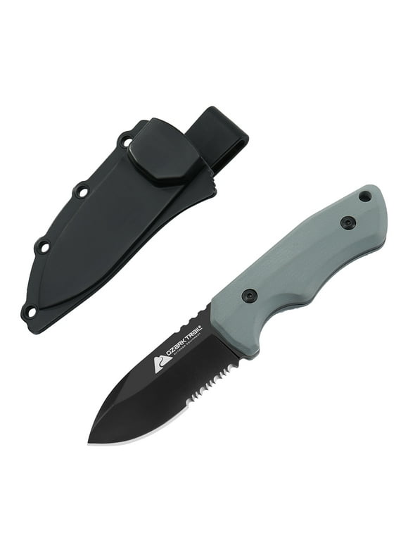 Ozark Trail 3 inch Tactical Knives Fixed Blade Knife with Sheath Gray Handle for Hunting