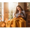 thumbnail image 2 of Chanasya Textured Knitted Super Soft Throw Blanket With Tassels Warm Plush Lightweight Fluffy Woven Blanket for Bed Sofa Couch Cover Living Bed Room Acrylic Yellow Throw Blanket (50x65 Inches) Golden, 2 of 9