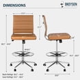 thumbnail image 6 of Okeysen Armless Desk Stool Drafting Chair Ergonomic Leather Office Chair Modern Standing Desk Chair with Adjustable Foot Ring, Ribbed Mid Back & Swivel Rolling, Brown, 6 of 8