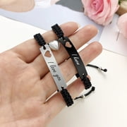 Vnox Magnetic Couples Bracelet, Adjustable Matching Macrame Bracelets, Stainless Steel Distance Relationship Bracelet, BF and GF Gifts
