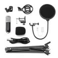 thumbnail image 3 of Graflsoa USB Condenser Microphone Kit for PC/Mobile Recording, Streaming, and Broadcasting - Silver/Black with Pop Filter & Shock Mount, 3 of 6