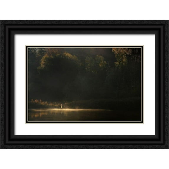 Maier, Norbert 24x17 Black Ornate Wood Framed with Double Matting Museum Art Print Titled - Down by the River