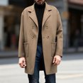 thumbnail image 5 of Miluxas Mens Trench Coat Long Casual Single Brested Overcoat Winter Notched Collar Wool Blend Pea Coat with Pockets Khaki L(L), 5 of 7