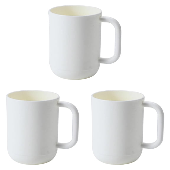 TINGXIN BPA-Free Plastic Mouthwash Cup, 400ml Large Capacity Drinking Mug with Handle, Toothbrush Tumbler for Bathroom and Home, Dishwasher-Safe Colorful Rinsing Cup, White 3 Pack