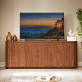 thumbnail image 5 of UZUGUL 4-Door Fluted TV Stand, Walnut, Handle-less Design, Wave Groove Panel, Adjustable Shelf, 5 of 8