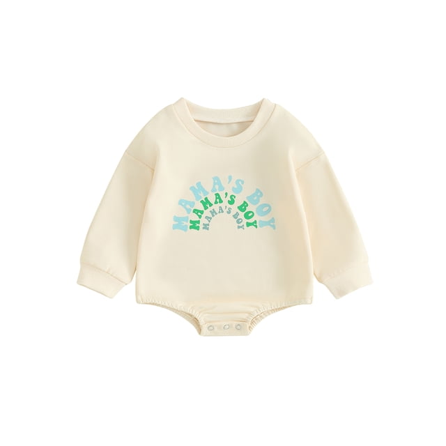 xiaxaixu Barboteuses pour Bébés Garçons Manches Longues Décontractées Imprimé Lettre Coupe Ample Body Col Rond Combinaisons