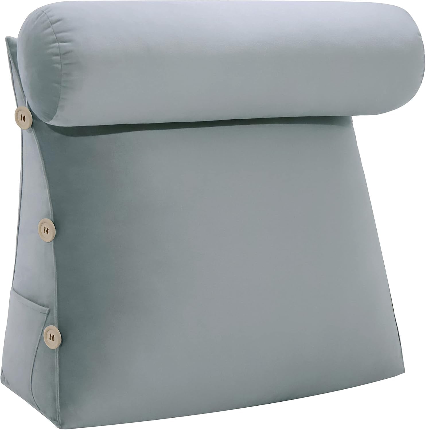 Reading Pillow for Adults Velvet Back Pillow for Bed Sitting Up Wedge Pillow with Removable Washable Cover for Reading, Watching TV and Relaxing, Grey