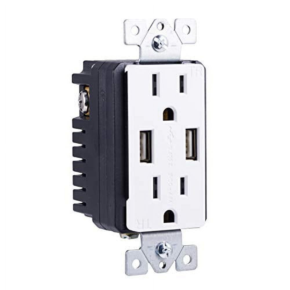 (2 pack) GE UltraPro 2-Outlet, 2-USB in-Wall Receptacle, White/Light Almond, 15A - 40405