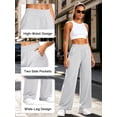 thumbnail image 5 of Cadmus Womens High Waist Stretch Wide Leg Lounge Pants Loose Fit Yoga Workout Sweatpants with Pockets, Light Grey, L, 5 of 9