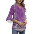 thumbnail image 7 of Neewe Long Sleeve Shirts for Women 2025 Fall Tops Floral Print Pleated Dressy Casual Blouses, 7 of 7