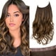 thumbnail image 1 of SARLA Extensiones de pelo de alambre invisible con 3 clips sintético ondulado rizado postizo ajustable transparente diadema para mujeres 16 pulgadas marrón oscuro/rubio dorado destacados, 1 of 5