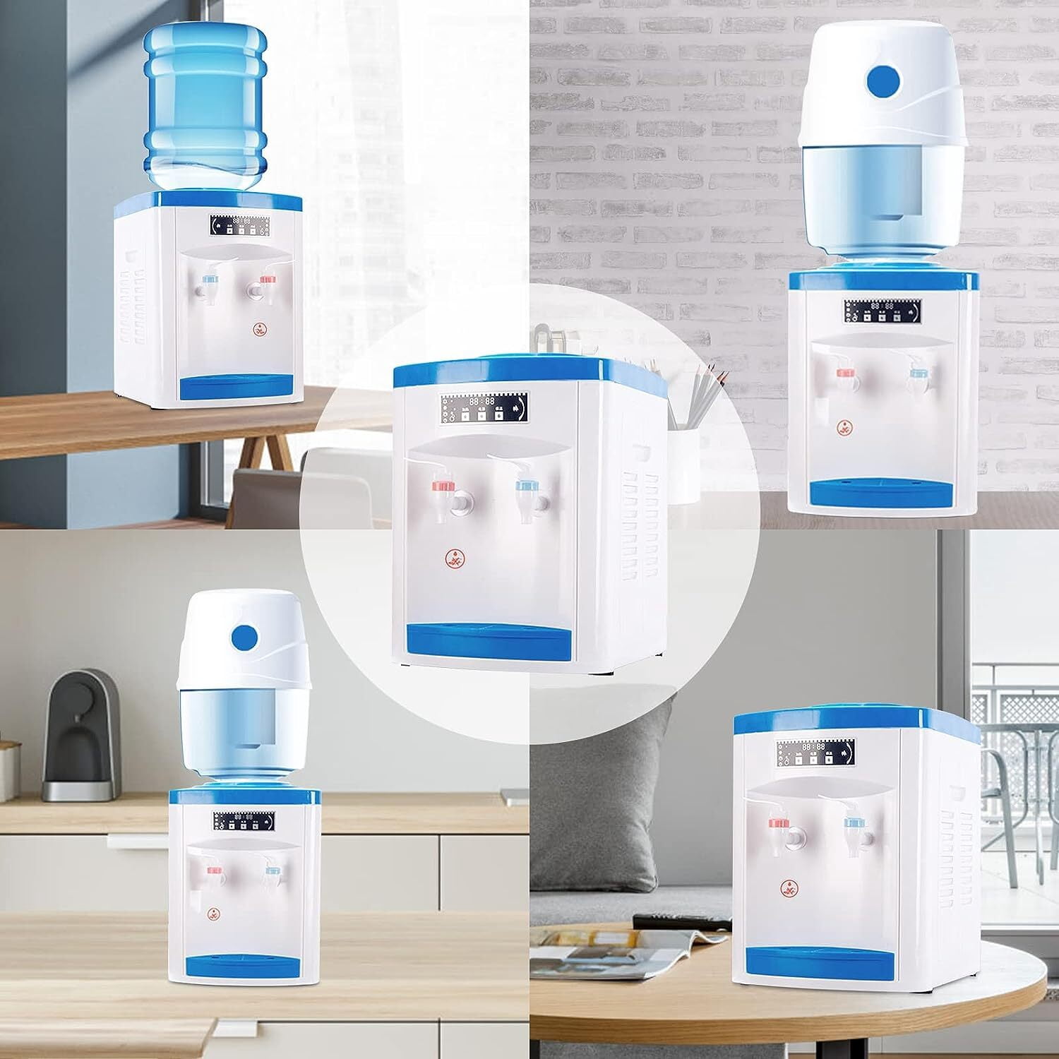 110V 550W Stainless Steel Home Hot/Cold Water Dispenser,Compact Design,3 Indicator Lights.Fits 1.1 - 4.9gal Bottles,Ideal for Bedroom,Office