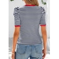 thumbnail image 2 of Camiseta PRETTYGARDEN para mujer, color azul marino, a rayas, color azul marino, 2 of 9