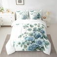 thumbnail image 2 of YST 7 Piece Blue Rose Floral Full Comforter Set with Sheets,Butterfly Flower Leaf Bedding Set,Green Leaves Botanical Plant Bed in a Bag Nature Themed Bed Set with Fitted Sheet,Flat Sheet, 2 of 5