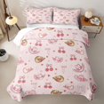 thumbnail image 2 of Homewish Pink Cowgirl Hats Cherry Bow Print Twin Quilt Set,Cute Heart Star Twin Coverlet Set For Girls,2-Piece, 2 of 7