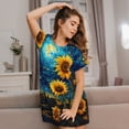 thumbnail image 3 of Uemuo Vintage Starry Sky Sunflower Pattern Women’s Nightdress – Casual Sleep Shirt, Soft Relaxed Fit Short-Sleeved Cotton Sleepwear for Home, Bedtime, and Lounging, 3 of 6