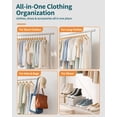 thumbnail image 4 of Sakugi Clothes Rack - Heavy-Duty Stainless-Steel Clothing Rack for Hanging Clothes with Mesh Shelf & Lockable Wheels, Versatile Garment Organizer with Anti-Slip Stoppers, Silver, 4 of 10