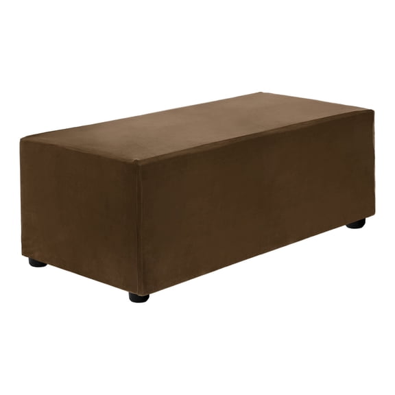 Stretch Ottoman Cover Rectangular Square Ottoman Slipcover with Elastic for Foot Stool Living Room Bedroom Fit Length 83-101cm / 32.68"-39.76", M-Large, Dark Brown