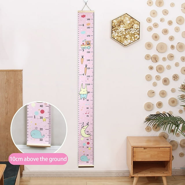 Cartoon Baby Kids Growth Chart Record Wood Frame Height Measurement Ruler Wall Sticker Girls Room Wall Decoration