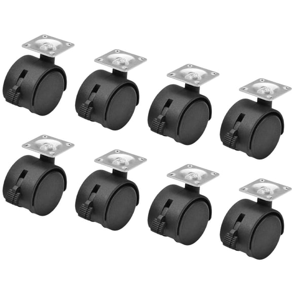 PENIKOKO 8Pcs Desk Chair Wheels Replacement Plastic Rollers with Brake for Office Chair Mobility