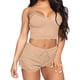 thumbnail image 2 of Gibobby Camisones de algodón para mujer Conjunto de pijama corto informal cómodo con cuello en V para mujer, camisola de encaje, Top ajustado sin mangas, conjunto de pijama corto (Caqui, M), 2 of 5