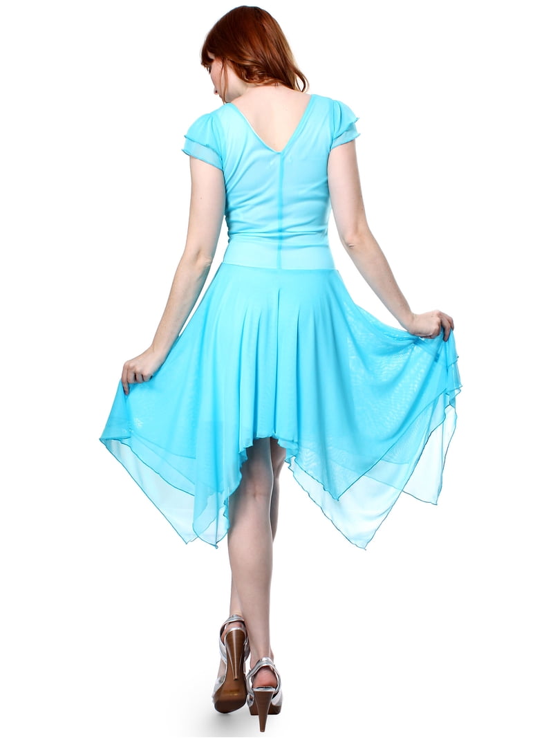 Evanese Women's double layered asymmetrical handkerchief skirt cocktail  dress - Walmart.com