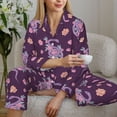 thumbnail image 6 of Yiaed Snake And Flower Print Pajamas Women's Long Sleeve Sleepwear Soft Button Down Loungewear Pjs Lounge Set Nightwear Womens Pajama Pants-Large, 6 of 7