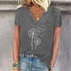 thumbnail image 2 of Camisetas de Manga Corta para las Mujeres, Impresión de Cuello en V Camiseta Casual Top Hecho de 95% Poliéster 5% Spandex para el Uso Diario de Primavera Verano, Camisetas para las Mujeres Casual, 2 of 4
