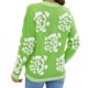 thumbnail image 4 of ICHUANYI Liquidación Moda Mujer Casual Tejer Manga Larga Impresión V-Cuello Tops Blusa Camiseta ICHUANYI WER202308232453, 4 of 6