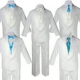 thumbnail image 1 of Baby Teen White Satin Shawl Lapel Suits Tuxedo AQUA BLUE Satin Bow Necktie Vest, 1 of 5