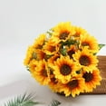 thumbnail image 4 of Artificial Sunflower Bouquet | Realistic Silk Flower Arrangement | Lifelike Plastic Home Decor | Yellow Artificial Floral Centerpiece | 31x20cm | 1 Piece | Indoor Office Garden Display, 4 of 8