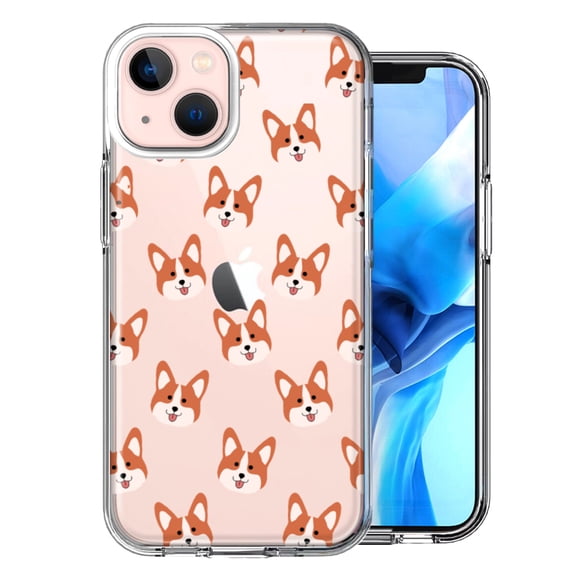 MUNDAZE For Apple iPhone 13 Shiba Inu Polkadots Design Double Layer Phone Case Cover