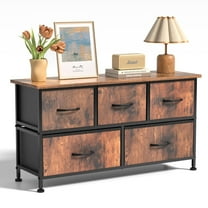 LYYHTY 5 Drawers Dresser for Bedroom Wide Chest of Drawers Storage Organizer Rust