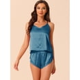 thumbnail image 3 of DARING DIVA Women's Satin Backless Lingerie Tops with Shorts Cami Pajamas Sets XS Blue, 3 of 6