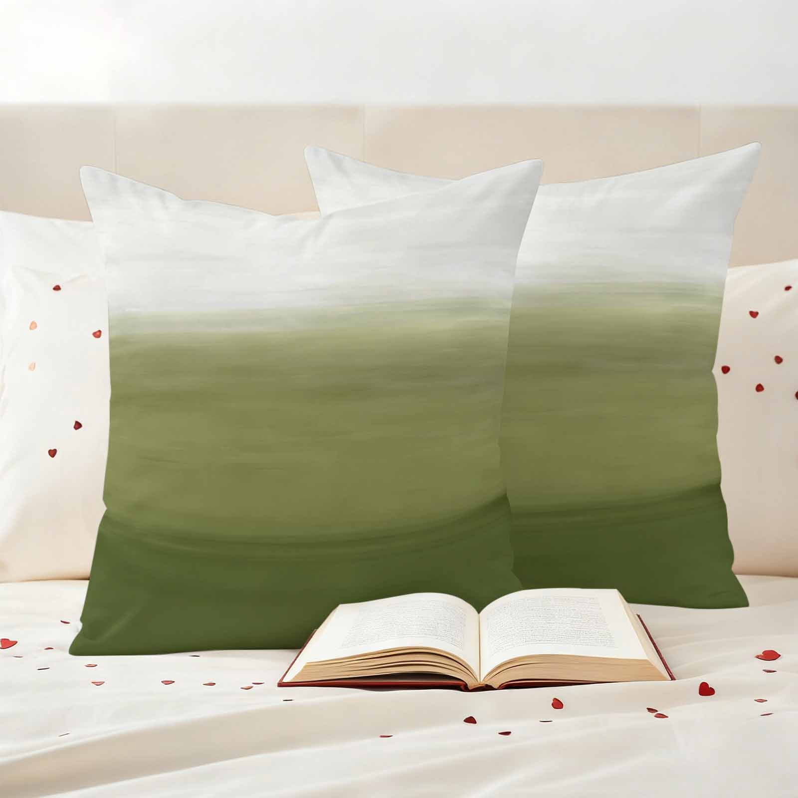 Sage Green Ombre Outdoor Waterproof Pillow Covers, Modern Abstract Art Texture Decorative Square Throw Pillowcase Sofa Cushion Sham for Patio/Couch/Chair, 26"x26" 2 Pack