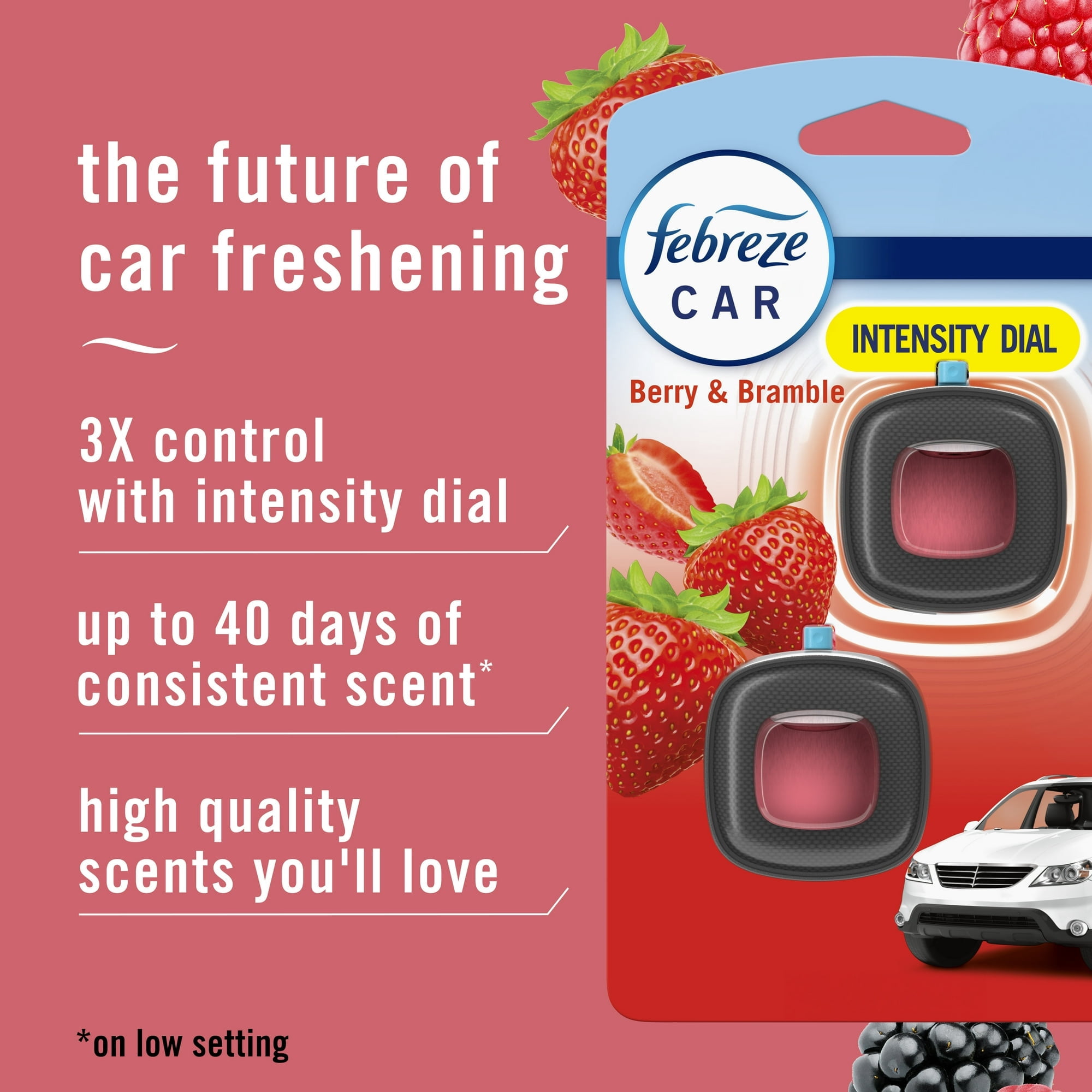 (  4 Pack ) Febreze Car Air Freshener, Odor-Fighting Car Vent Clip, Berry & Bramble, 2 Countt
