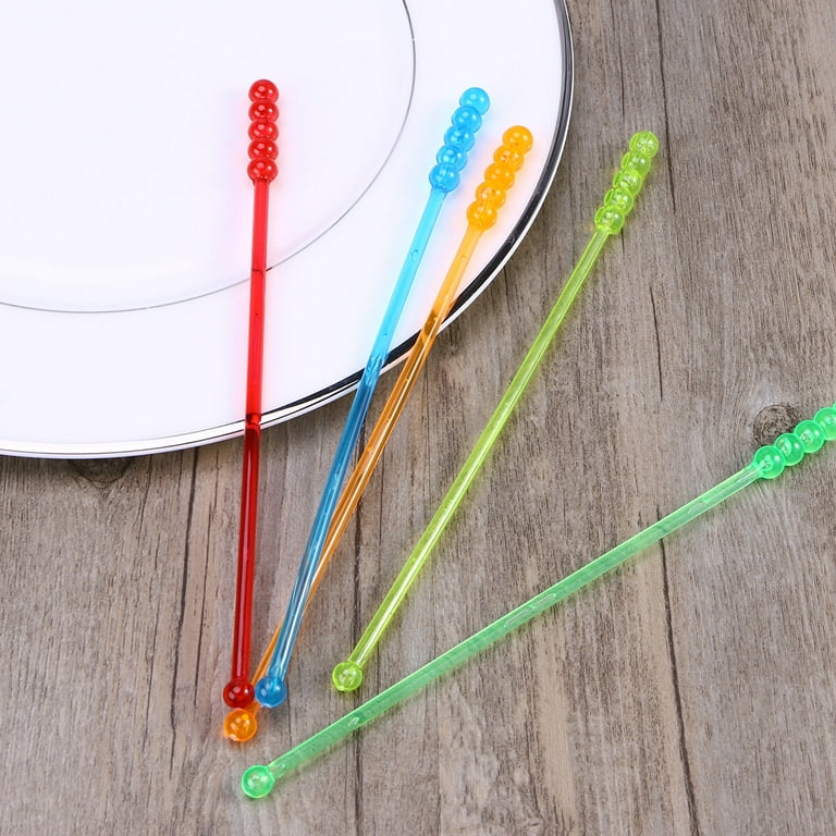 Swizzle Sticks Colorful Clear Beverage Stirrers 9.05 Drink Stirrer Cocktail Stirrer Clear Shafts Cocktail Drink Stirrers for Bars Cafes Restaurants